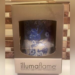 Blue Floral LED Candle